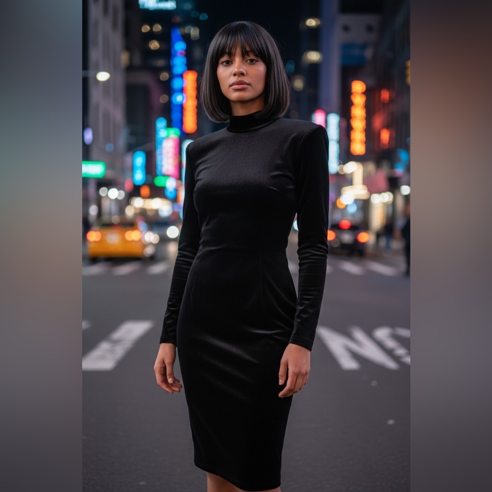 Vintage Velvet Pencil MIDI Dress